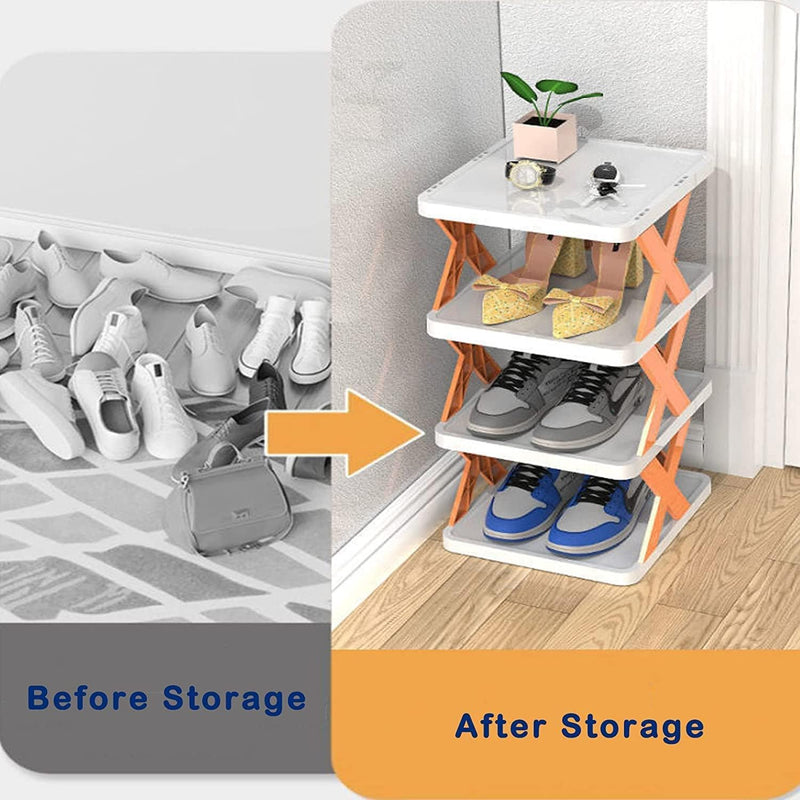 6 Layer Shoe Rack Design Lightweight Adjustable Plastic Foldable Shoe Cabinet Storage Portable Folding Space Saving Shoe Organizer Home And Office