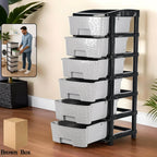 6-layer Heavy-duty Plastic Drawer Organizer Cabinet With Stone Texture Drawers - 9XShoppy