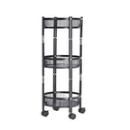 3-layer Round Metal Mesh Utility Storage Trolley With Wheels - 9XShoppy