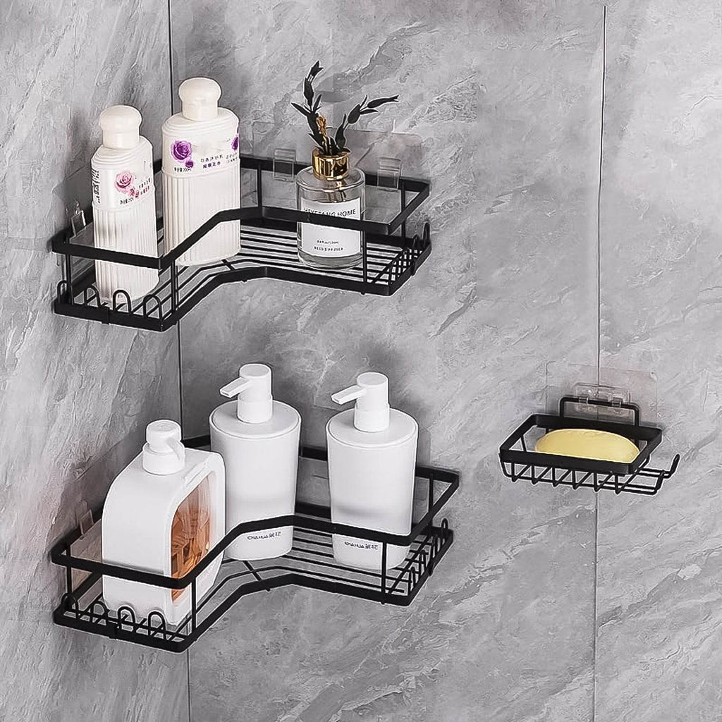 Iron Coating Self-adhesive Corner Shelf Organizer (2 Pc) - 9XShoppy