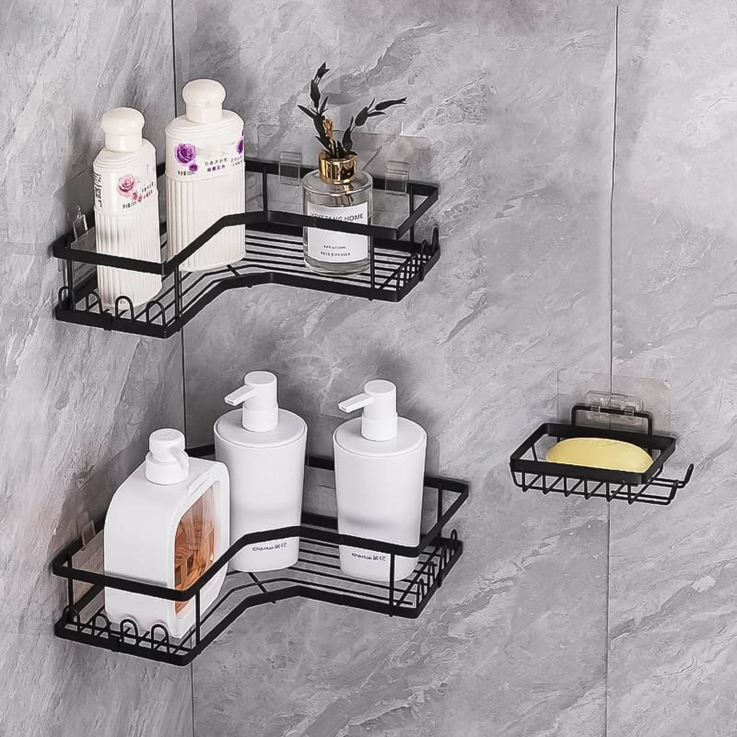 Iron Coating Self-adhesive Corner Shelf Organizer (2 Pc) - 9XShoppy