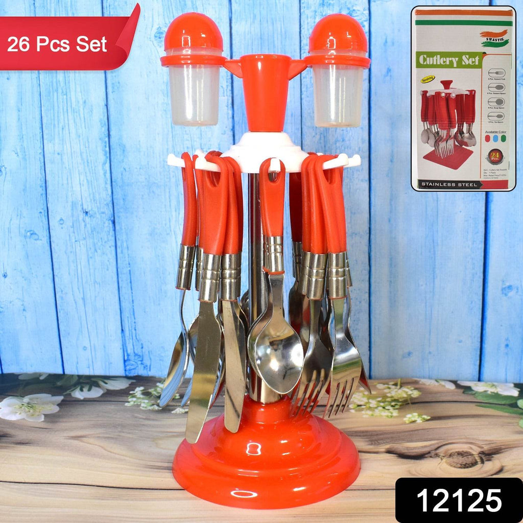 Luxury Cutlery Set For Dining Table Stainless Steel 26-piece Set With Stand (1 Set - 9XShoppy