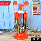 Luxury Cutlery Set For Dining Table Stainless Steel 26-piece Set With Stand (1 Set - 9XShoppy