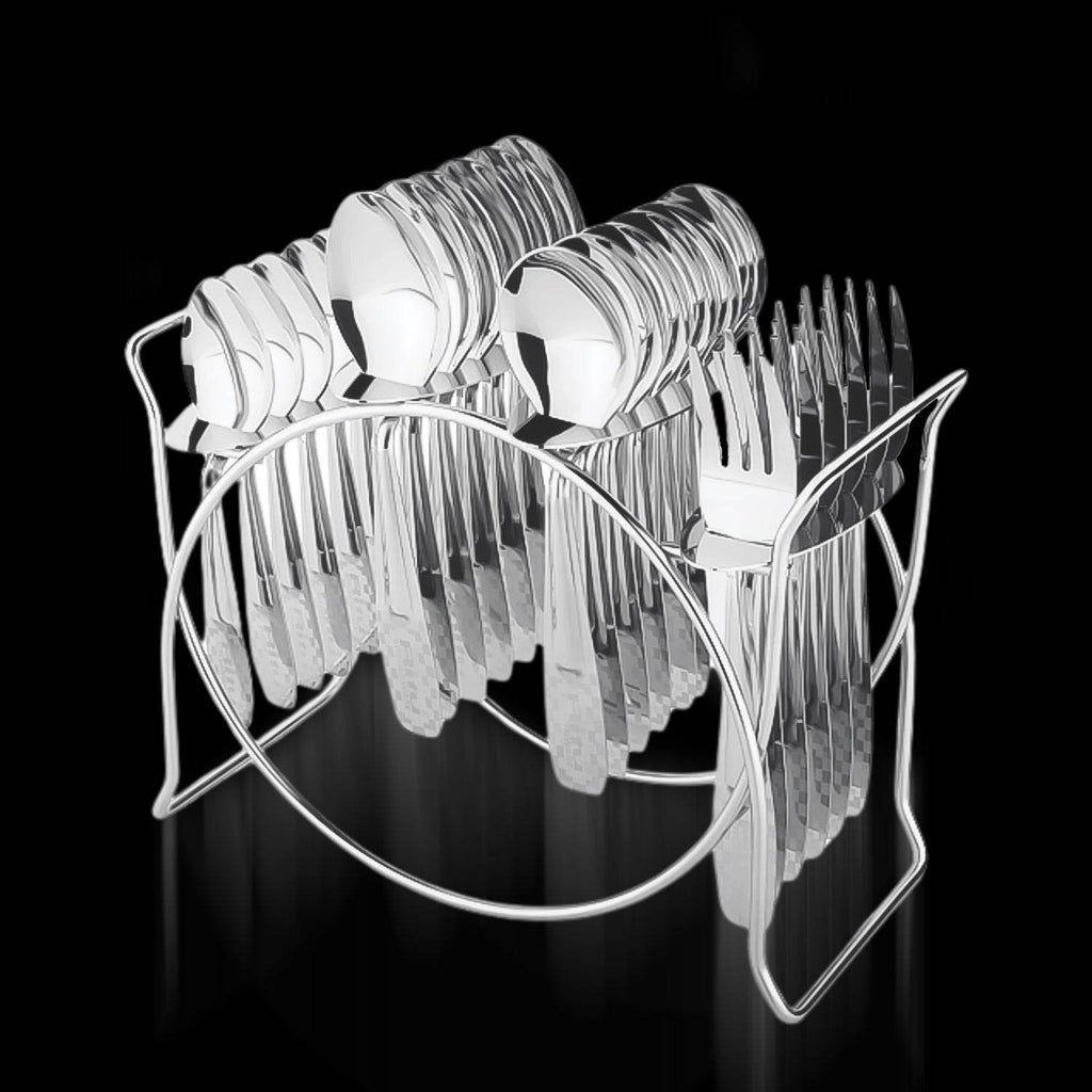 Stainless Steel Cutlery Set With Elegant Storage Stand (24 Pc) - 9XShoppy