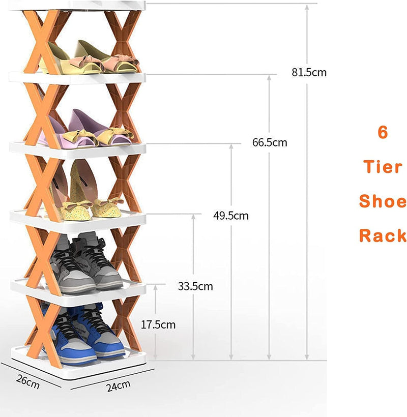 6 Layer Shoe Rack Design Lightweight Adjustable Plastic Foldable Shoe Cabinet Storage Portable Folding Space Saving Shoe Organizer Home And Office