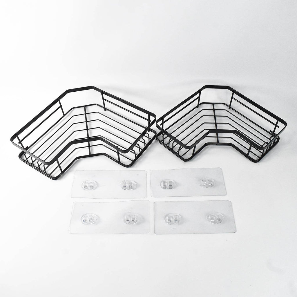Iron Coating Self-adhesive Corner Shelf Organizer (2 Pc) - 9XShoppy