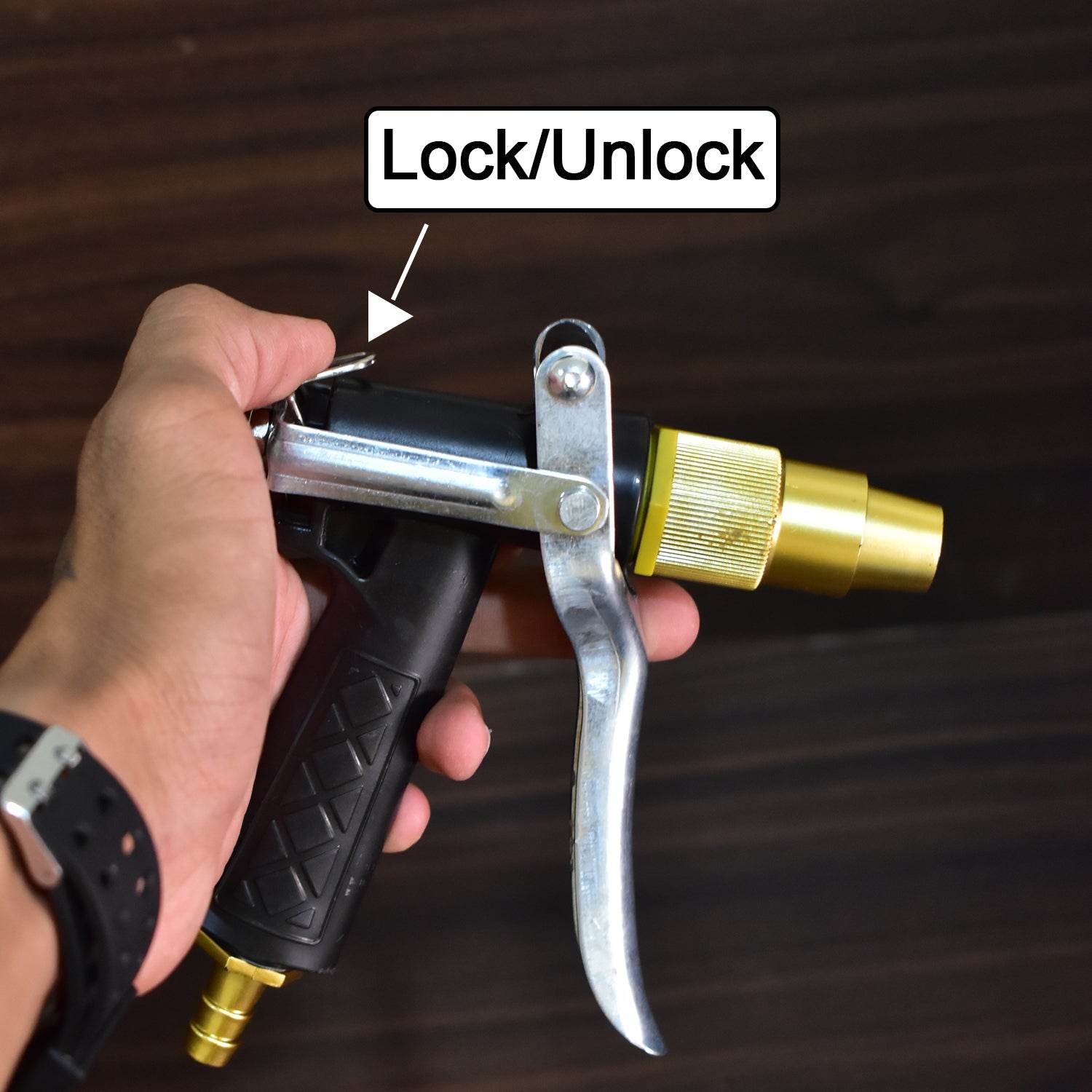 Durable Gold Plated Metal Trigger Hose Nozzle Water Lever Spray - 9XShoppy