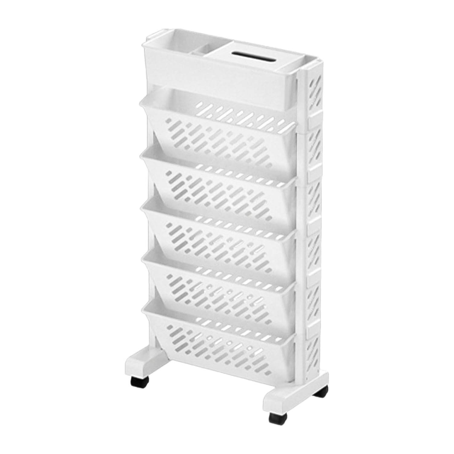 Movable Bookshelf Large Capacity Rotatable Plastic Rolling Organization Shelf Rack - 9XShoppy
