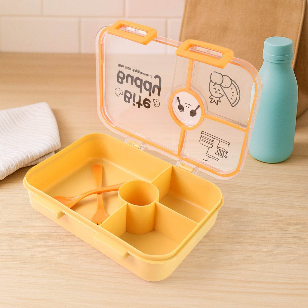 Bite Buddy 4-compartment Leak-resistant Plastic Lunch Box With Spoon Fork - 9XShoppy
