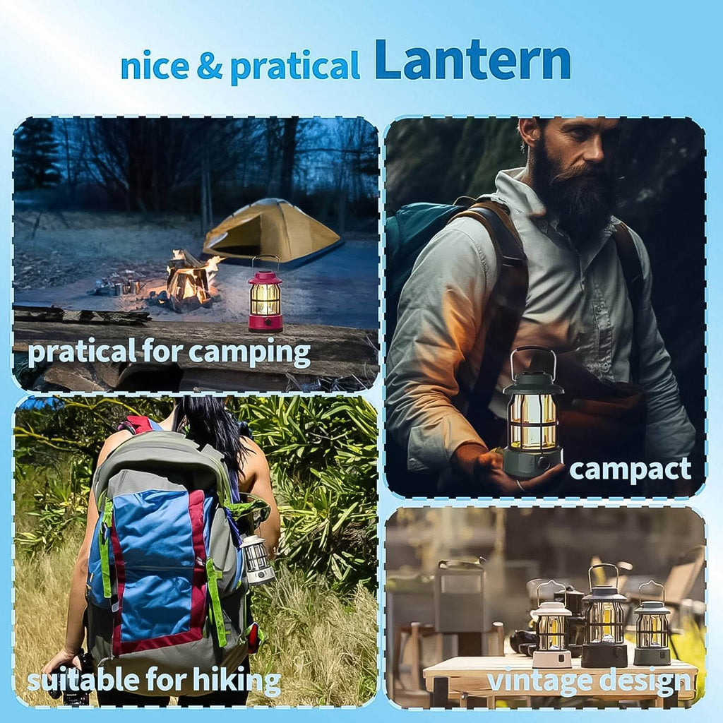 Led Camping Light Retro Style Lighting Battery Type-c Rechargeable (1 Pc) - 9XShoppy