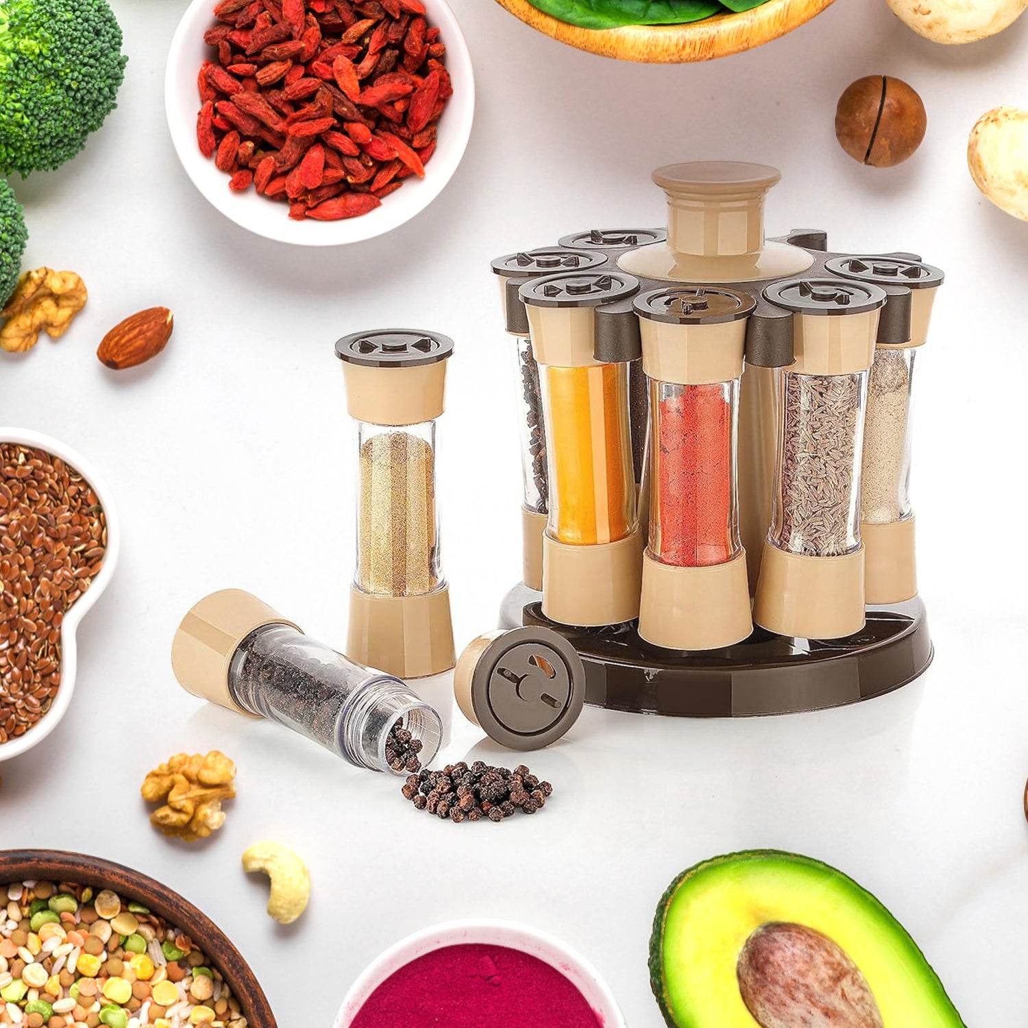 360 Revolving Spice Rack For Kitchen And Dining Table 8 Spice Jars - 9XShoppy