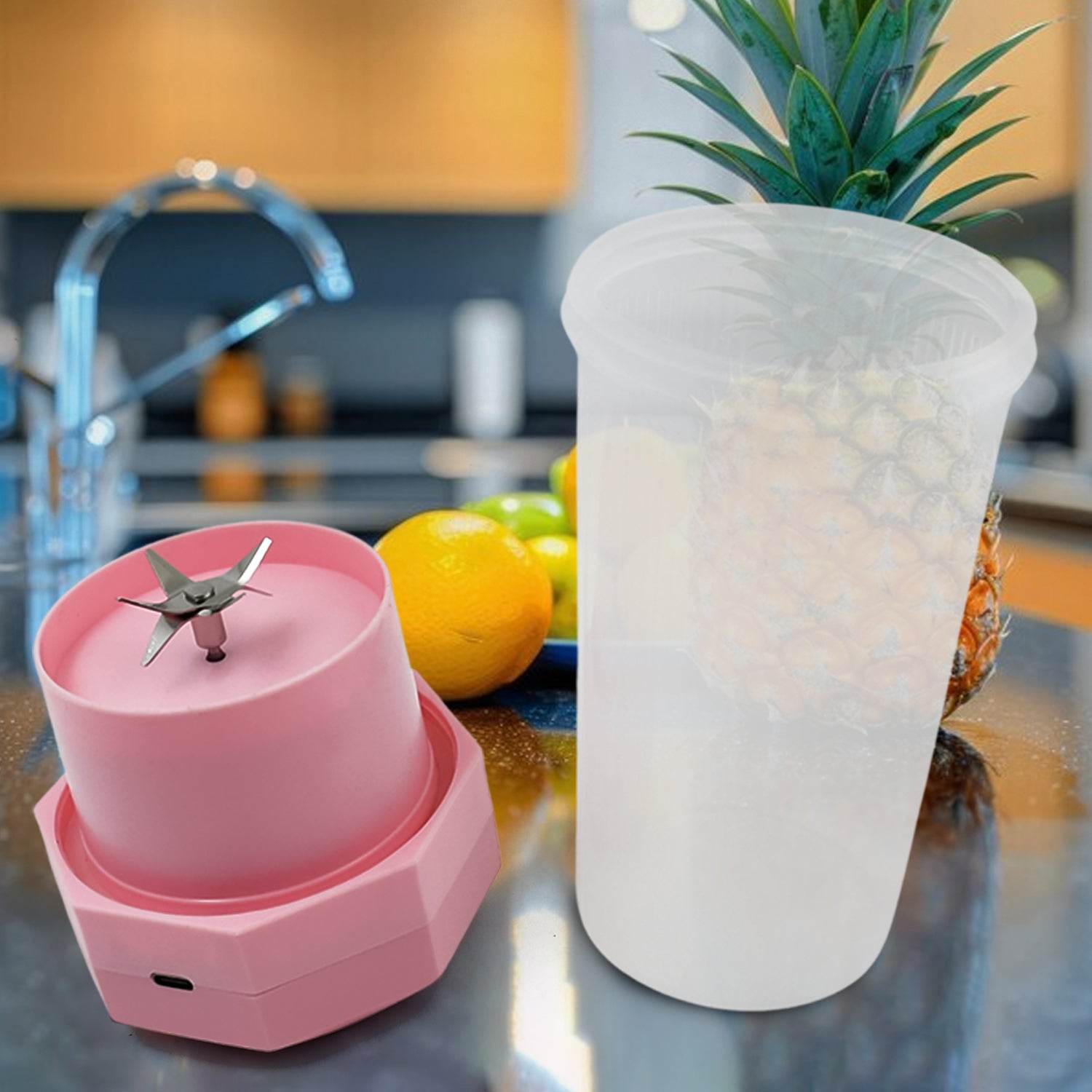 Portable Multifunctional Electric Juicer Cup Usb Juice Maker 6 Blade (350 Ml) - 9XShoppy