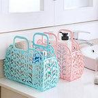 Plastic Foldable Basket Bag Fruit Vegetable Storage Basket (3 Pcs Set Multicolor) - 9XShoppy