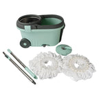 8084 Ganesh Quick Spin Mop Steel Spin Bucket Floor Cleaning Easy Wheels Big Bucket Floor Cleaning Mop With Bucket 2 Micro Fiber Head Refill - 9XShoppy