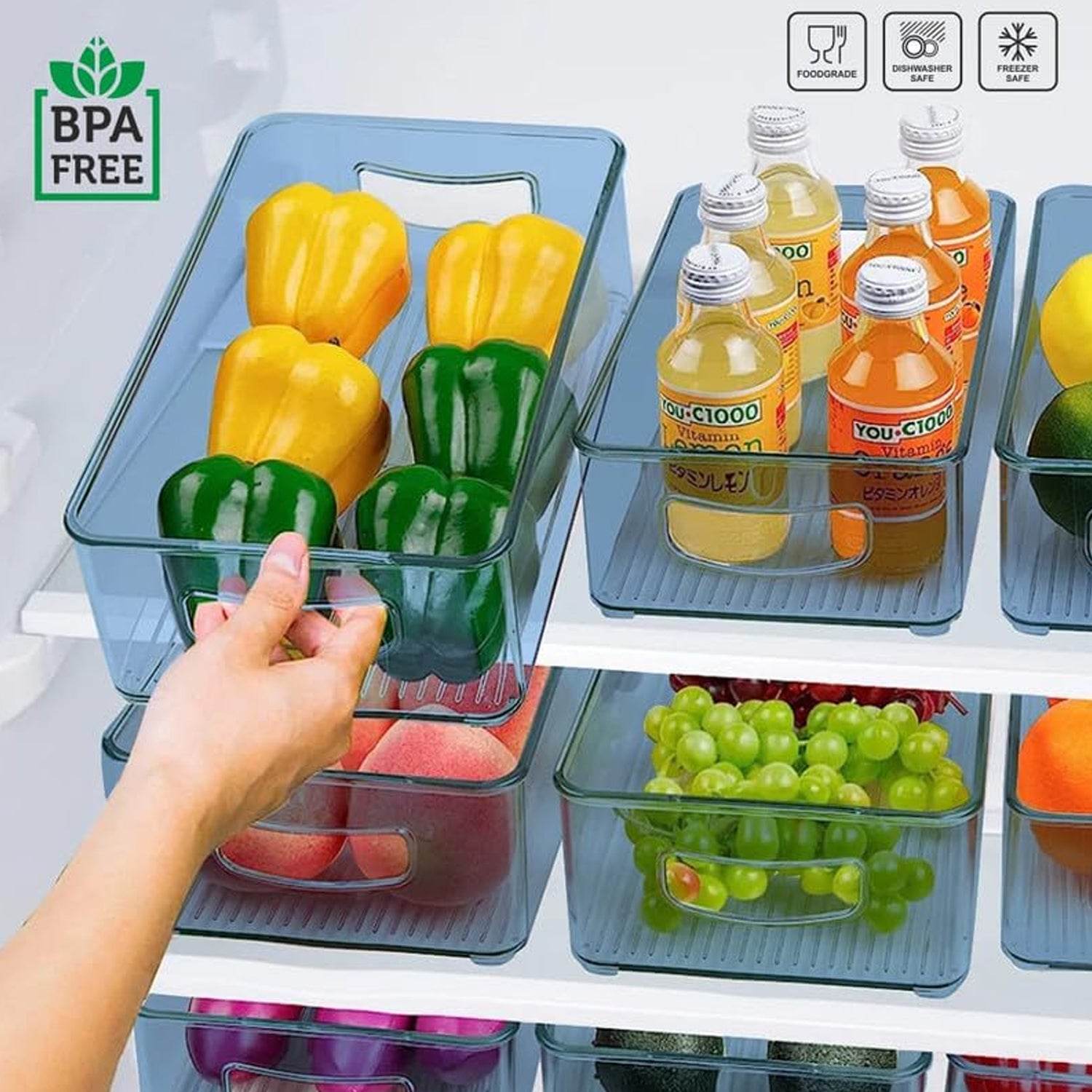Organizer Bins Set Of 2 Stackable Fridge Organizers - 9XShoppy