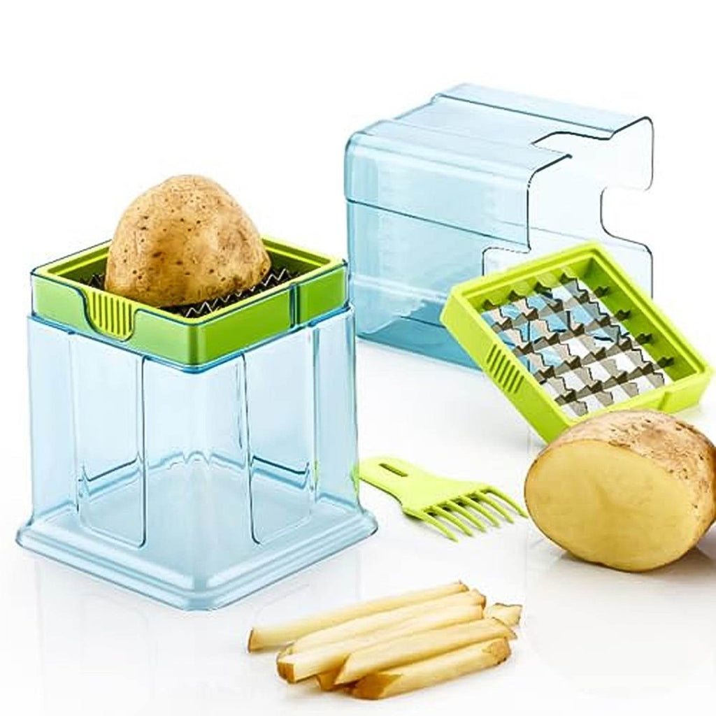2 In 1 Potato Chipser Slicer French Fries Maker Finger Chips Plastic Two Blades Finger Chips Cutter For Kitchen Accessoryvegetable Fruit Slicer (1 Pc) - 9XShoppy