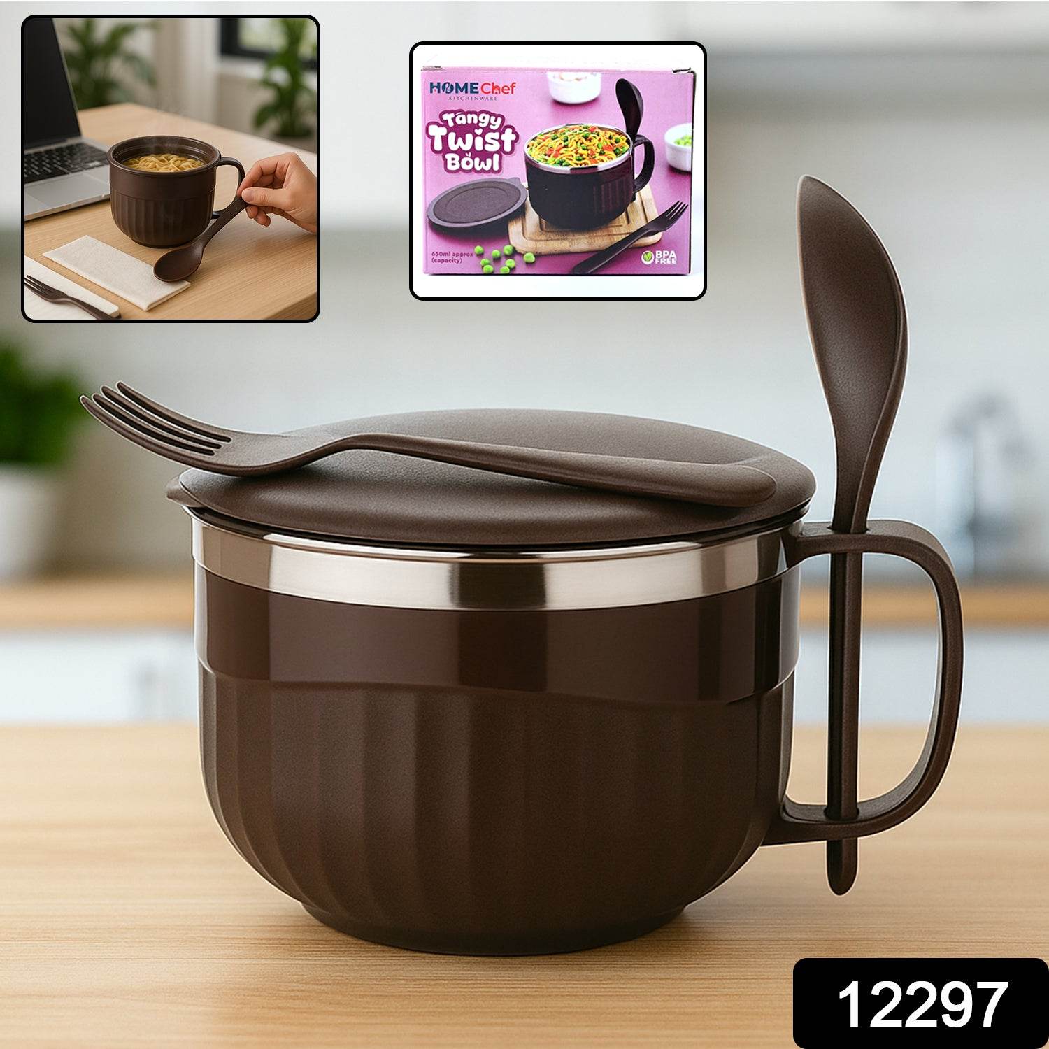 Home Chef Tangy Twist Insulated Lunch Bowl (Approx 650ml 1 Pc) - 9XShoppy