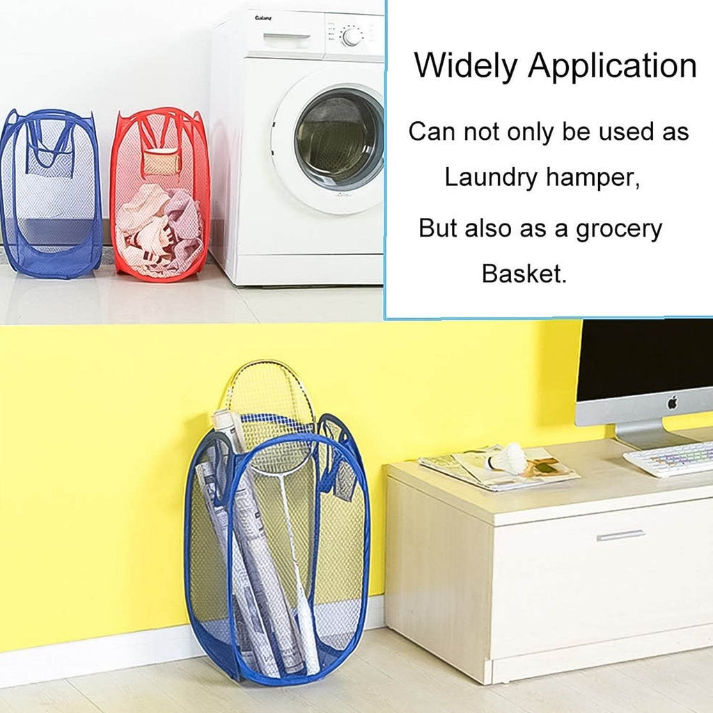 Foldable Collapsible Mesh Laundry Bag Pack Of 1 (Mix Color) - 9XShoppy
