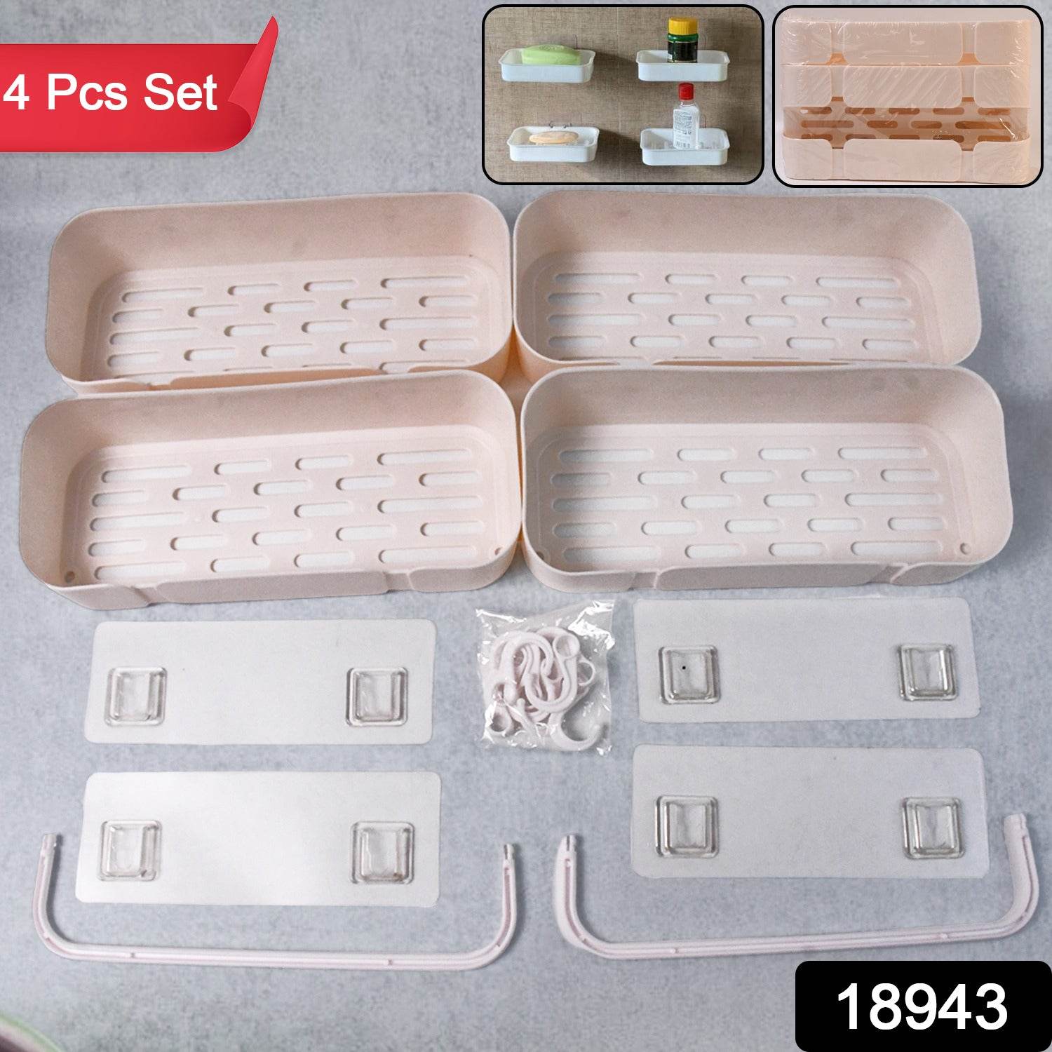 Multipurpose Kitchen Bathroom Wall Corner Shelf Rack (4 Pcs Set) - 9XShoppy