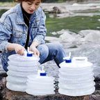 Outdoor Camping Collapsible Portable Water Container With Carry Handle Tap Valve Large Food Grade - 9XShoppy