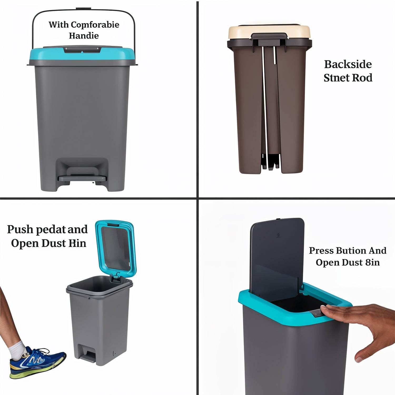 Apex Push N Pedal Plastic Dustbin 10l Capacity (1 Pc) - 9XShoppy