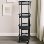 4-layer Round Metal Mesh Storage Organizer Rack With Wheels - 9XShoppy