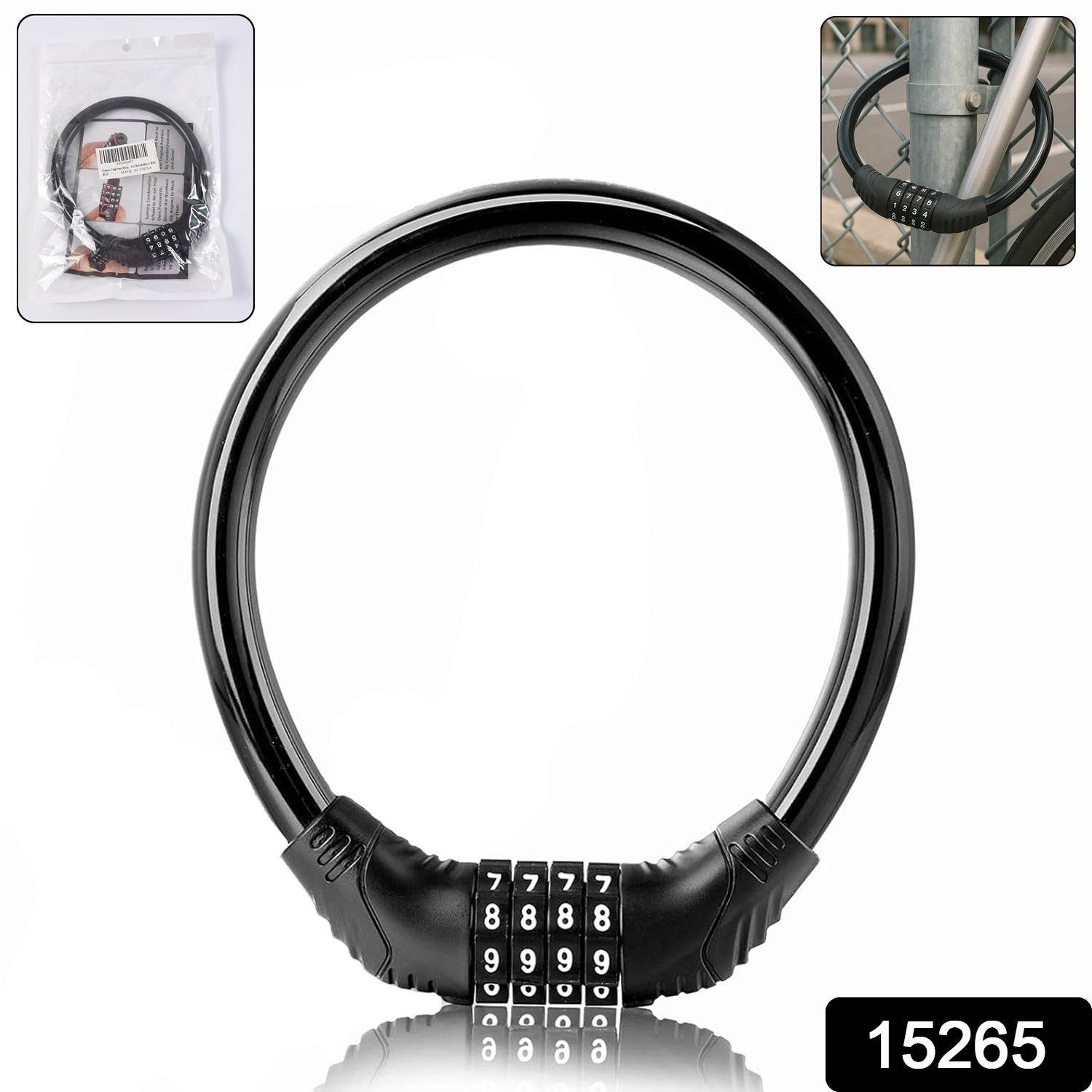 Bike Lock Cable Resettable Cable Lock - Self Coiling 4 Digit Combination Bike Lock - 9XShoppy