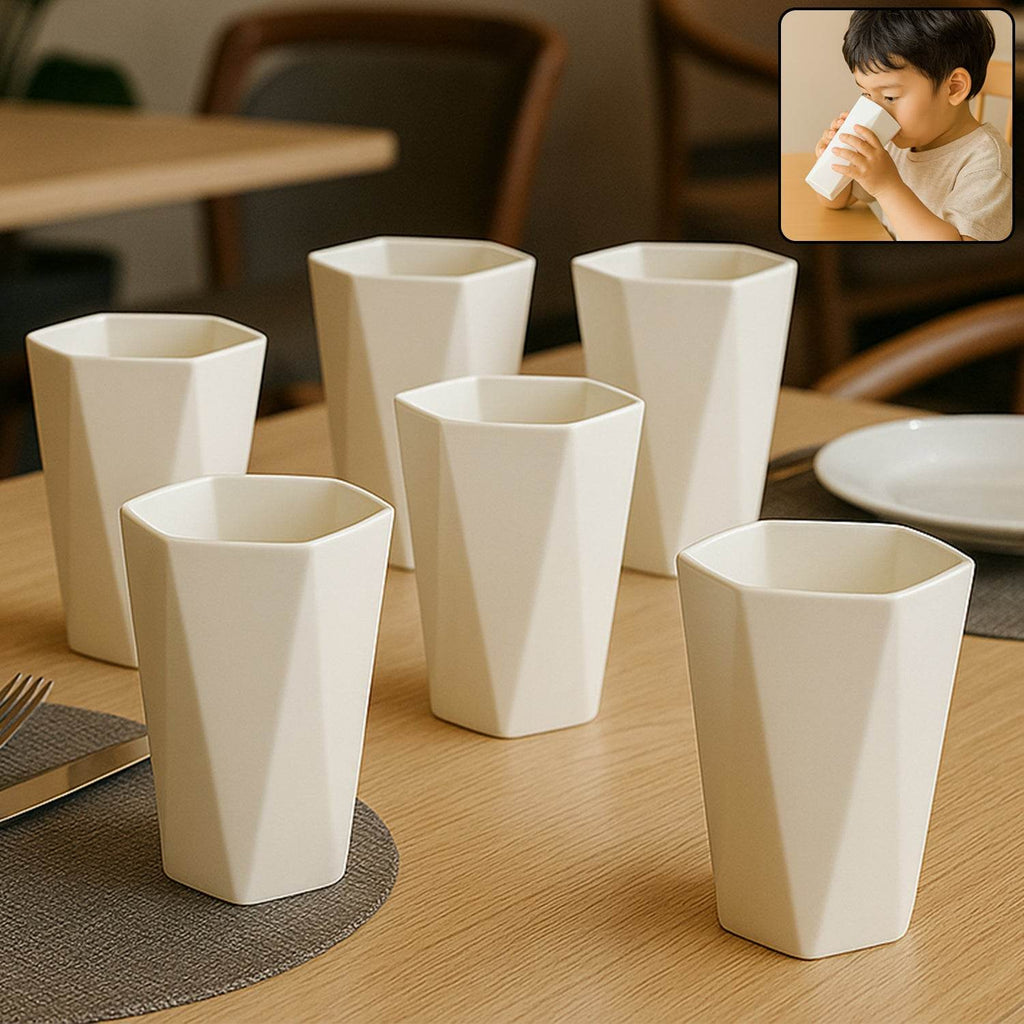 Hexagon Shape Plastic Drinking Glass Set (6 Pc) - 9XShoppy