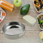5584 Miracle Stainless Steel Round Lunch Box With Small Plastic Box Insert Leak Proof Lunch Box With Transparent Lid Lunch Box For Kids Adults For School Office (450 Ml + 250 Ml Approx) - 9XShoppy