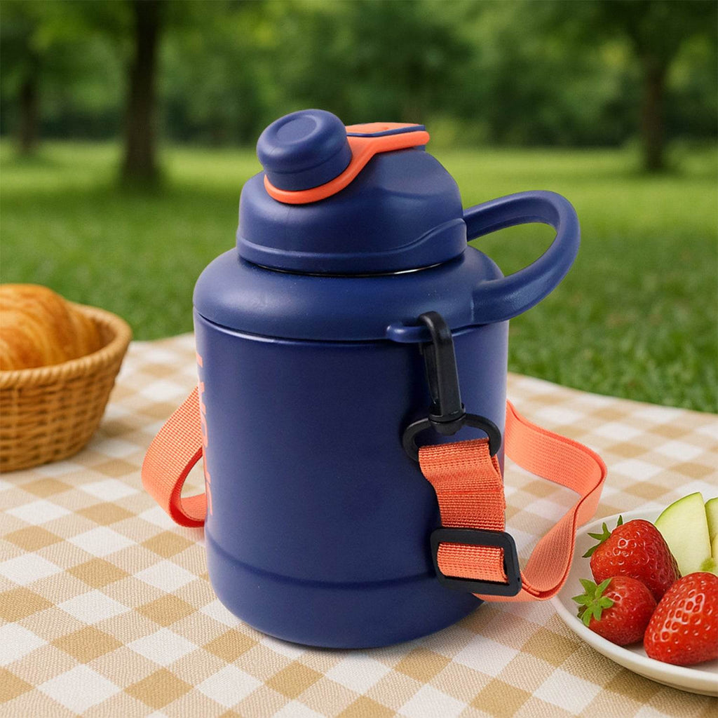 Sports Vacuum Bottle With Shoulder Strap 1 Pc Stylish Mix Design Size - 9XShoppy