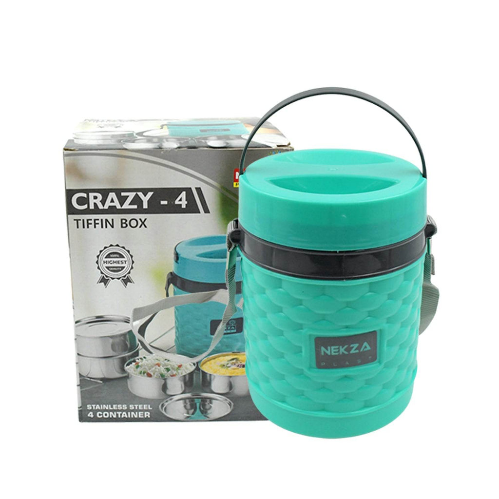 Double Wall Insulated Stainless Steel Tiffin 4 Compartment Lunch Box - 9XShoppy