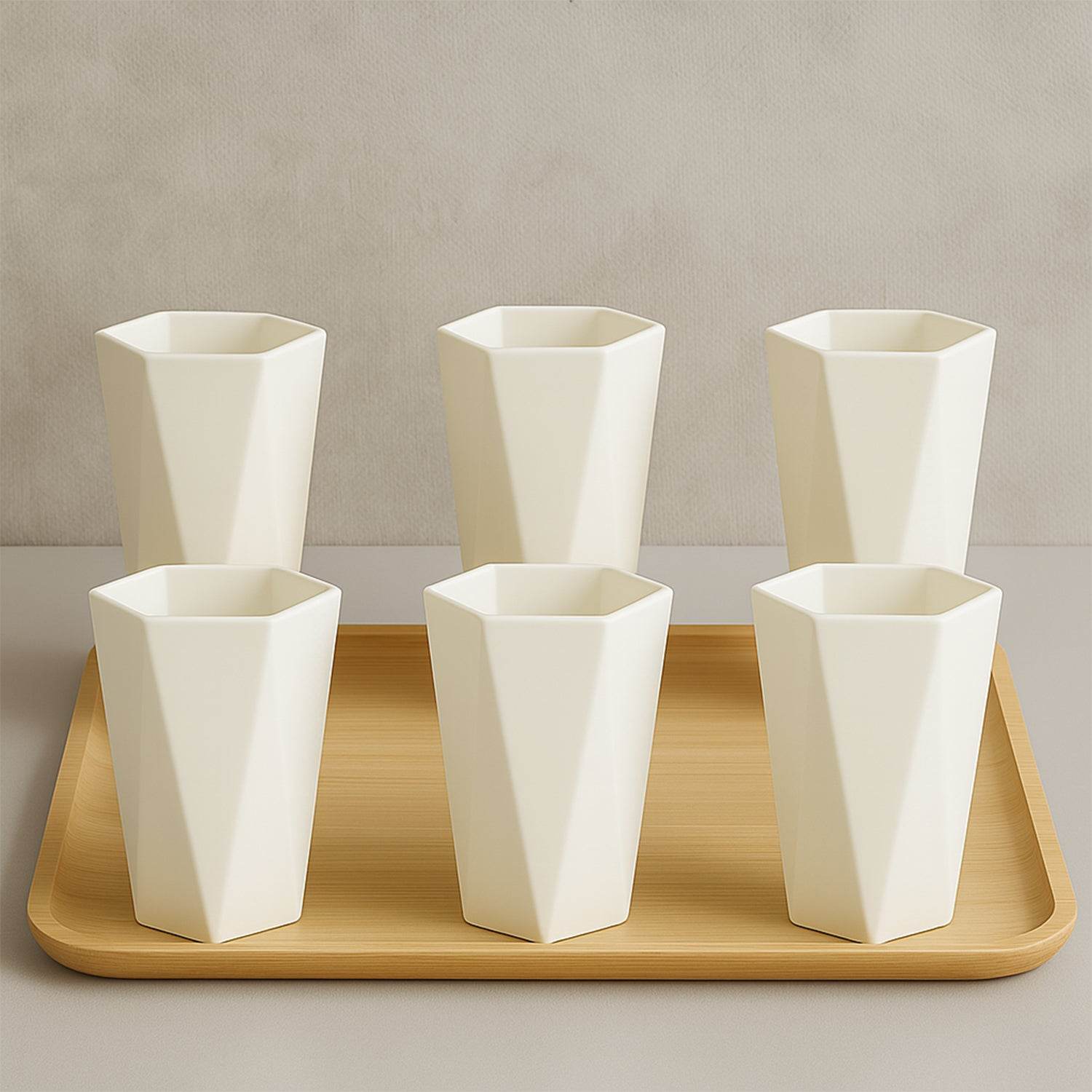 Hexagon Shape Plastic Drinking Glass Set (6 Pc) - 9XShoppy