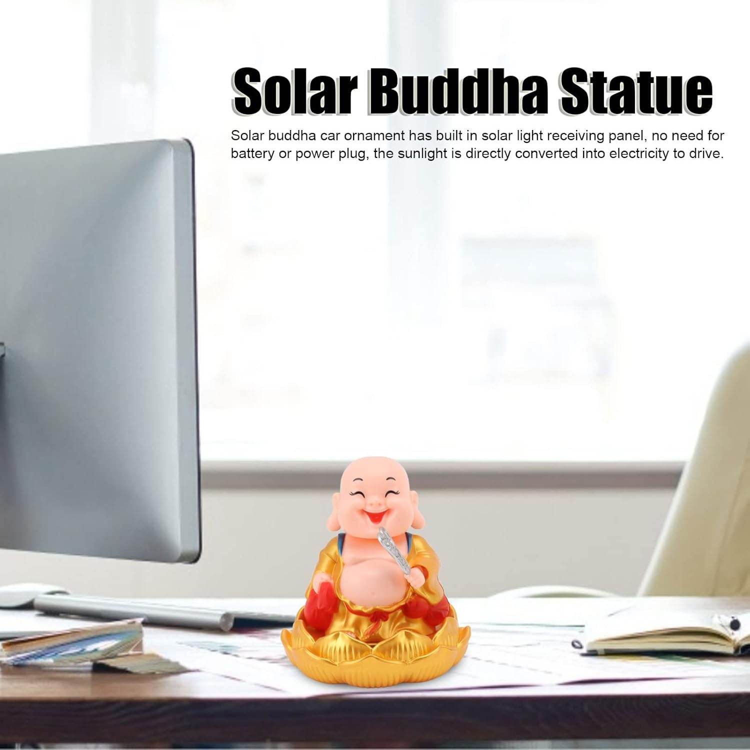 Solar Power Moving Buddha Car Ornament (1 Pc) - 9XShoppy