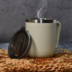 8137 Ganesh Premium Stainless Steel Coffee Mug With Heat Resistant Mug Lid. Approx 400ml Mug. - 9XShoppy