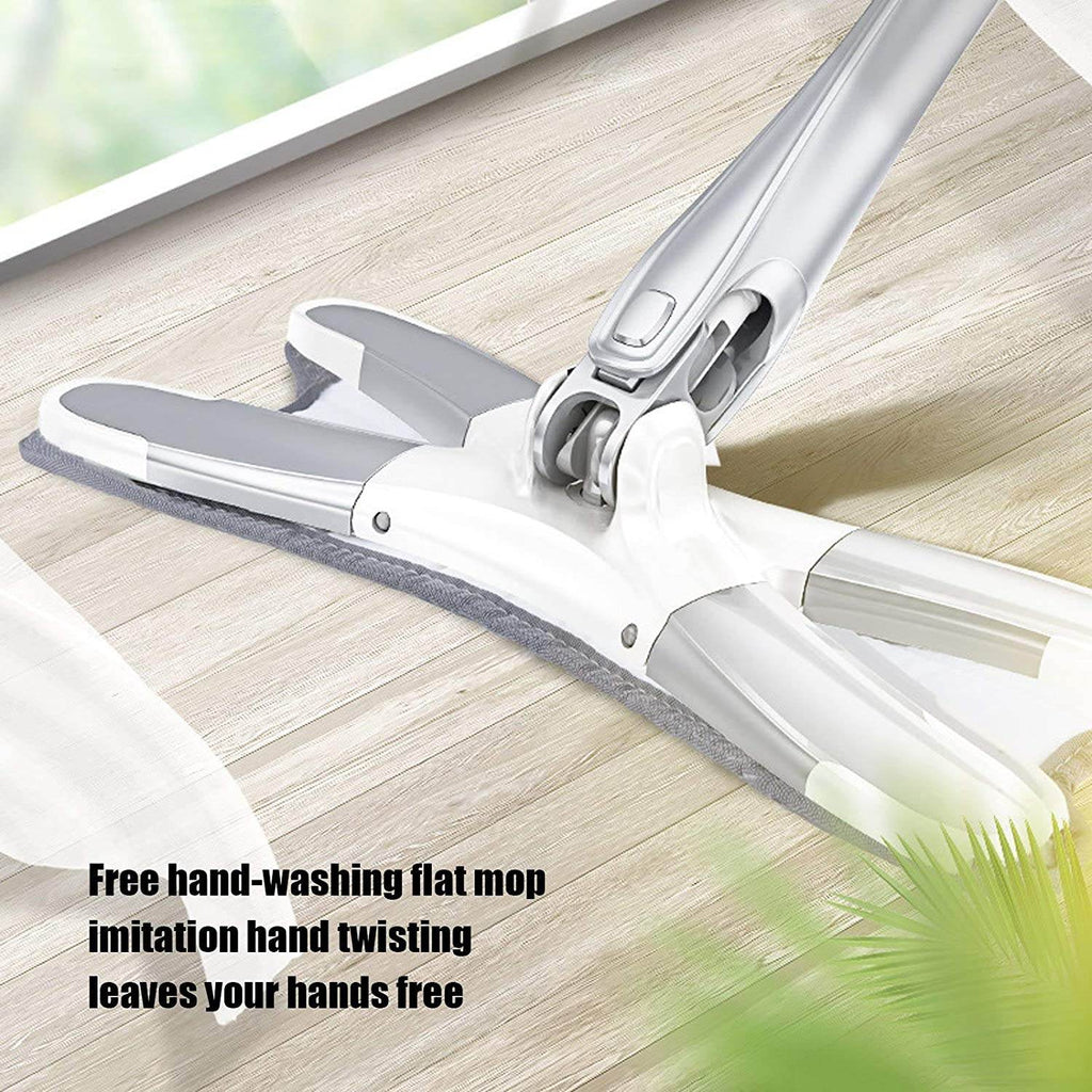 4874 X Shape Mop Or Floor Cleaning Hands-free Squeeze Microfiber Flat Mop System 360 Flexible Head Wet And Dry Mop For Home Kitchen With 1 Super-absorbent Microfiber Pads. - 9XShoppy