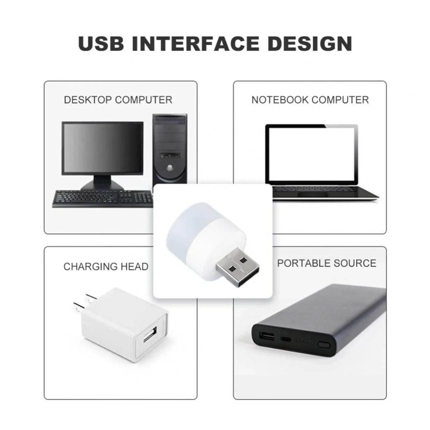 Usb Led Lamp Night Light Mini Portable For Pc And Laptop (5 Pcs Mix Color) - 9XShoppy