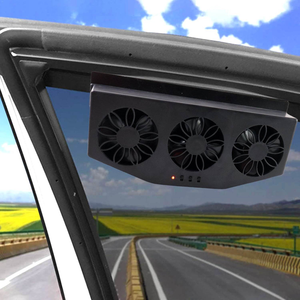Triple Fan Solar Powered Car Exhaust Ventilation System With Usb Charging - 9XShoppy