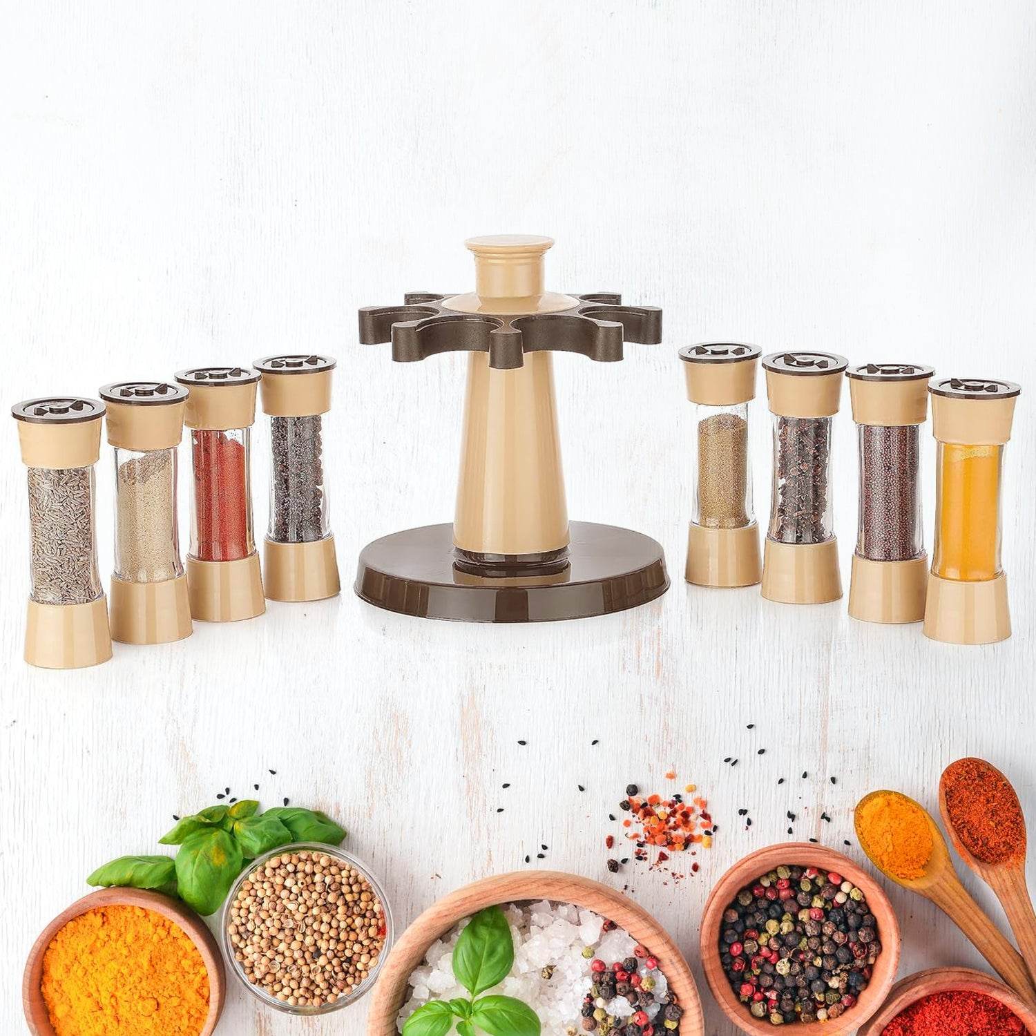 360 Revolving Spice Rack For Kitchen And Dining Table 8 Spice Jars - 9XShoppy