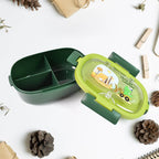 Plastic Lunch Box Leak Proof 3 Compartment With Bottle Spoon And Fork (1 Set) - 9XShoppy