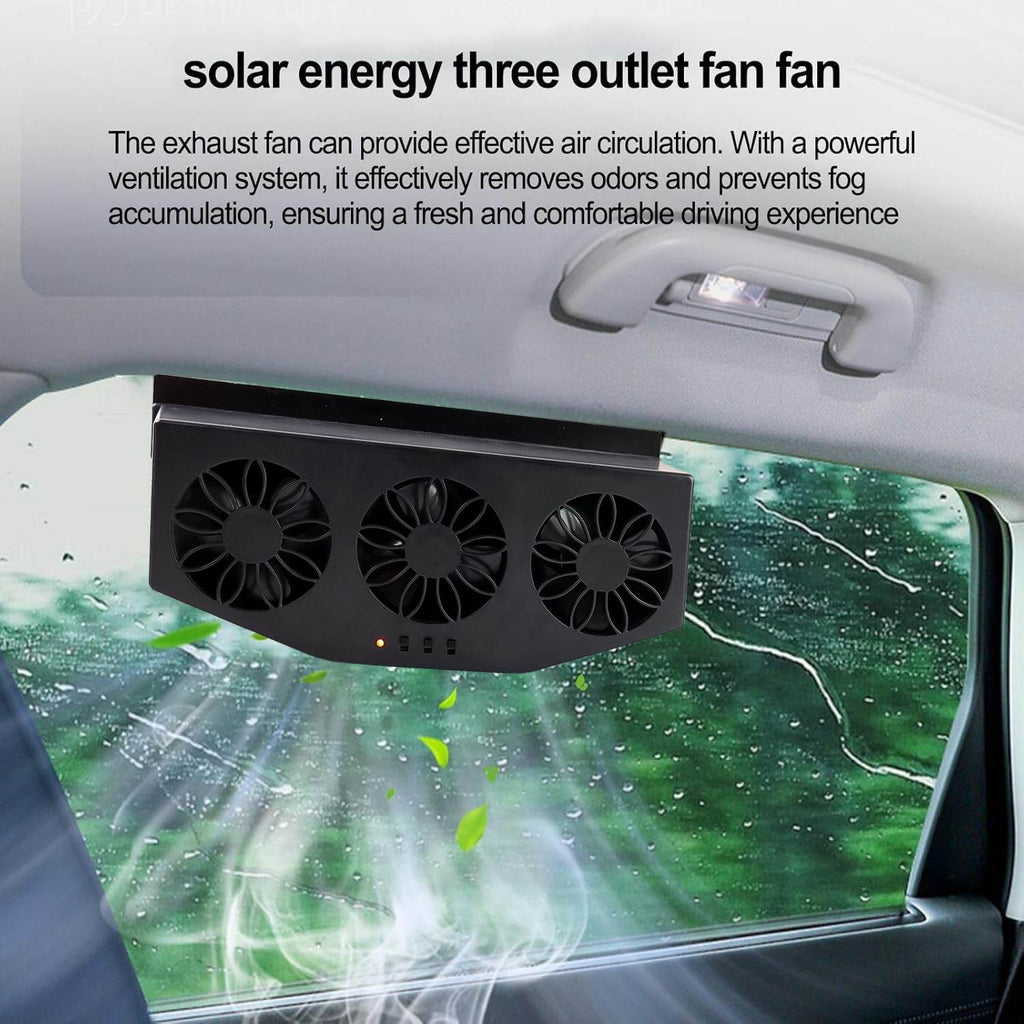Triple Fan Solar Powered Car Exhaust Ventilation System With Usb Charging - 9XShoppy