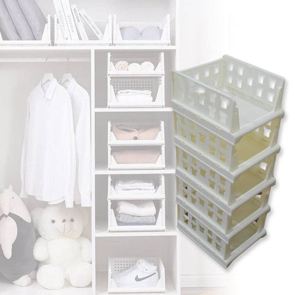 7888 5 Layer Stackable Multifunctional Storagefor Clothes Foldable Drawer Shelf Basket Utility Cart Rack Storage Organizer Cart For Kitchen Pantry Closet Bedroom Bathroom Laundry (5 Layer 1 Pc) - 9XShoppy