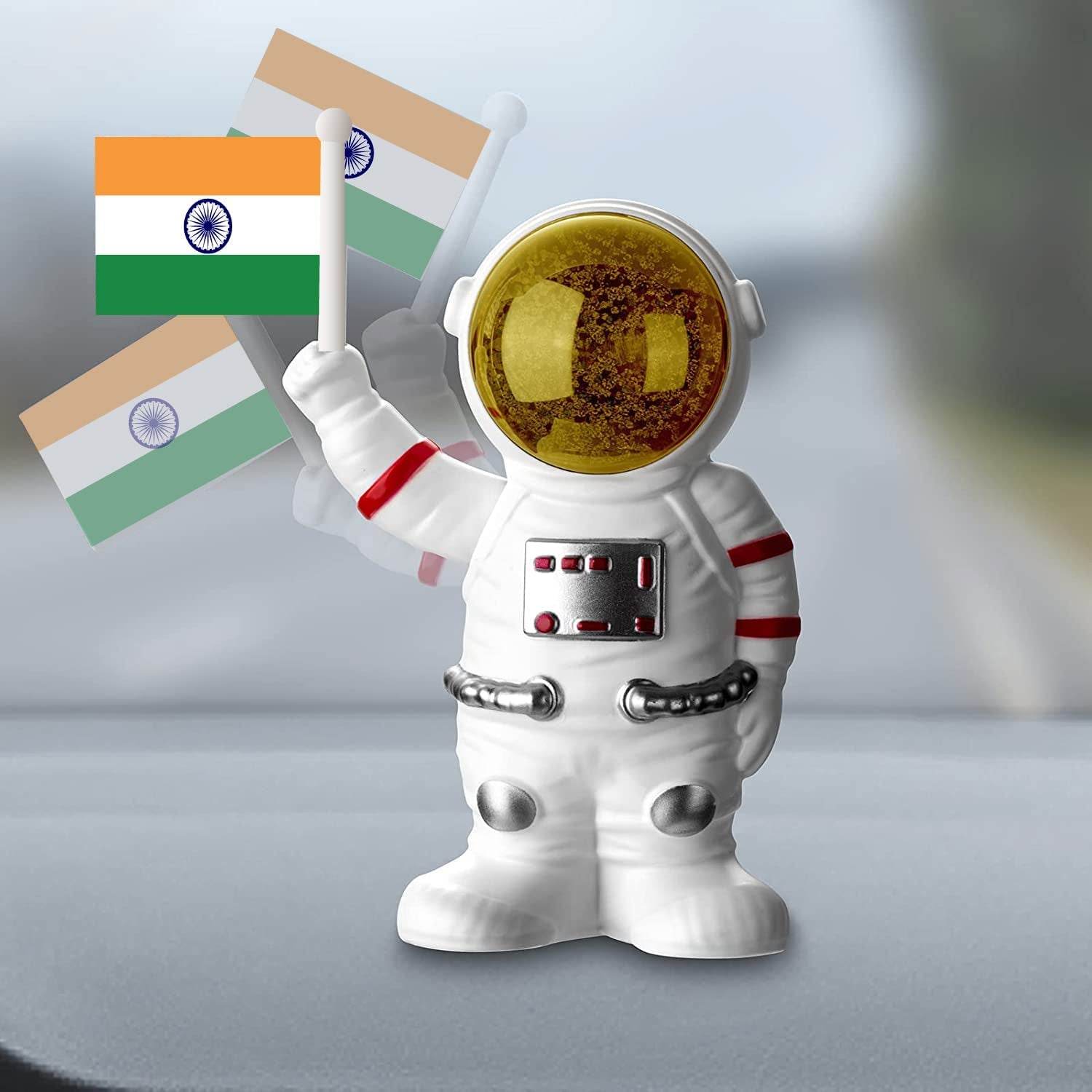 Solar Power Astronaut Ornament Moving Hand With Indian Flag (1 Pc) - 9XShoppy