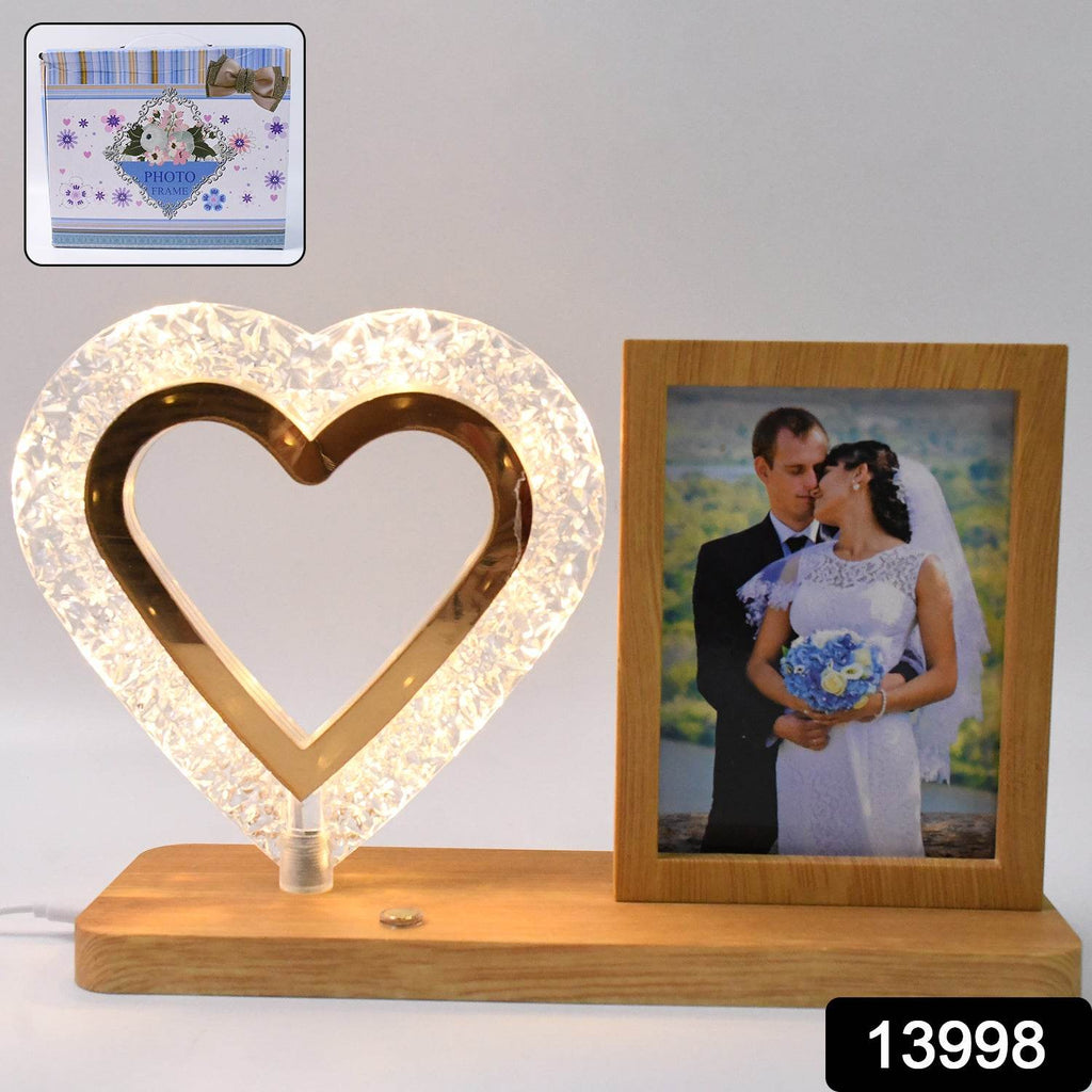 Heart Shape Cystal Led Lamp Photo Frame Night Lamp Wedding Gift Love Couple - 9XShoppy