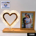 Heart Shape Cystal Led Lamp Photo Frame Night Lamp Wedding Gift Love Couple - 9XShoppy