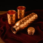Copper Water Bottle 2 Glasses With Gift Box (3 Pcs Set) - 9XShoppy