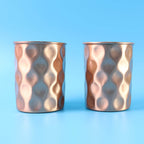 Diamond Cut Copper Water Bottle 2 Glasses With Gift Box (3 Pcs Set) - 9XShoppy