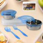 Sumo Lunch Box With Lunch Bag Plastic Lunch Box Plastic Spoon Fork (2 Pc Set With Lunch Box) - 9XShoppy