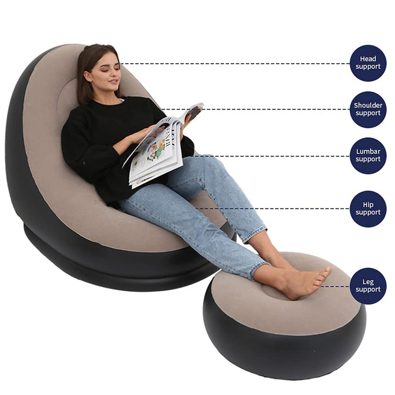 Inflatable Sofa Lounge Chair Ottoman Blow Up Chaise Lounge Air Sofa
