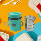 Double Wall Insulated Stainless Steel Tiffin 4 Compartment Lunch Box - 9XShoppy