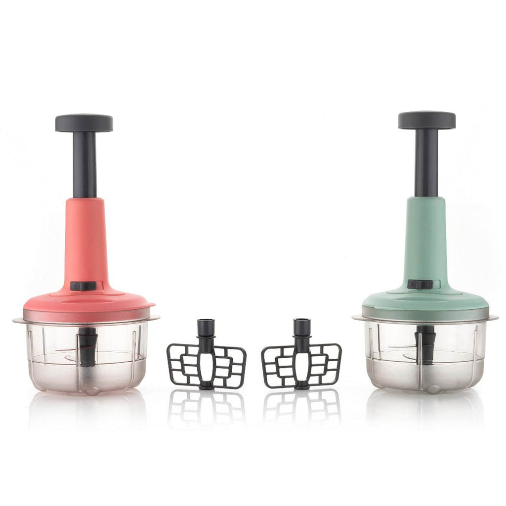 5102 2in1 Push Chopper 800ml Stainless Steel Blade Quick Powerful Manual Hand Held Food Chopper To Chop Cut Fruits Vegetables Herbs Onions For Salsa Salad - 9XShoppy